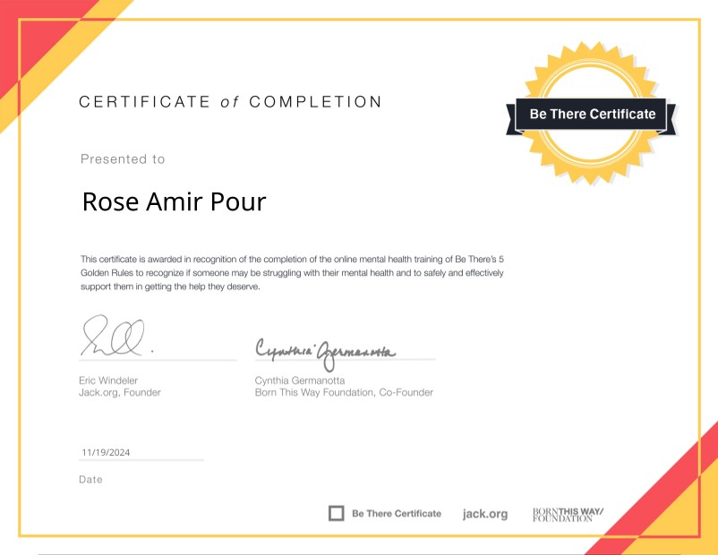 Be There Certificate